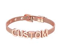 Personalised Rose Gold Bracelets for Women-Dainty Name Beaded Bracelet Gifts for Girlfriend Her-Customized Hand Jewellery