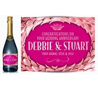Personalised Rose Gold Laurel Champagne Label - Birthday, Wedding, Engagement, Anniversary, Hen Night, Congratulations or Any Occasion You Choose (Rose Gold/Dark Pink)