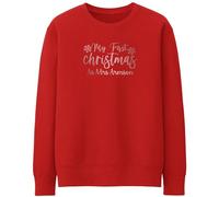 Personalised Rose Gold My First Christmas As A Mrs Sweatshirt Women Custom Surname Just Married Unisex Jumper, M, Red