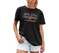 Personalised Rose Gold My First Christmas As A Mrs T Shirt Women Custom Surname Just Married Unisex Tee, XS, Black