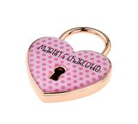 Personalised Rose Gold Pink Polka Design with First Names Love Padlock (Please Read Instructions on Listing to Add Your Details)