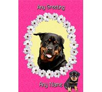 Personalised Rottweiler Dog 'Cerise' Greeting Card (Birthday, Mothers Day, Fathers Day, Christmas, Blank) - Custom Card for Him Her Male Female Family Kids