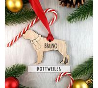 Personalised Rottweiler Wooden Dog Decoration - Sustainable Oak Tree Bauble