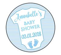 Personalised Round Baby Shower Party Favour Sweet Bag Stickers Baby Grow (24 Stickers (45mm each))