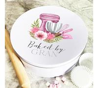 Personalised Round Baked By Gran Biscuit Baking Treats Sweets Cake Tin Personalised Gift | Custom Gift | Personalized Tin | Cake, Biscuit & Treat Tins | Gift For Her | Gift For Him
