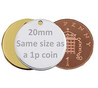 Personalised Round/Bone Engraved Dog ID Name Tag Small/Large Pet/Cat Tags (20mm, Silver/Nickel)