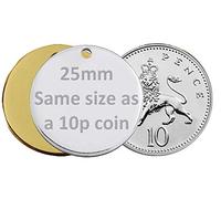 Personalised Round/Bone Engraved Dog ID Name Tag Small/Large Pet/Cat Tags (25mm, Silver/Nickel)