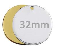 Personalised Round/Bone Engraved Dog ID Name Tag Small/Large Pet/Cat Tags (32mm, Silver/Nickel)