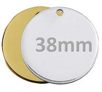 Personalised Round/Bone Engraved Dog ID Name Tag Small/Large Pet/Cat Tags (38mm, Gold/Brass)