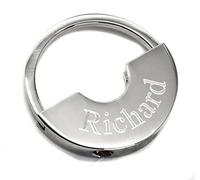 Personalised Round Chrome Keyring Lock Engraved on One Side With Any Name.