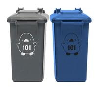 Personalised Round Duck Bin Sticker: Custom Wheelie Bin Decal with House Number - Cute Outdoor Decor, Funny Duck Sticker for Dustbin