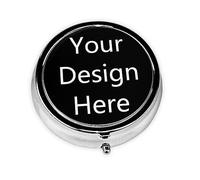 Personalised Round Pill Box,Custom Pill Case Pocket Medicine Tablet Holder Organizer Case Portable Metal Medicine Container for Purse Travel Gift