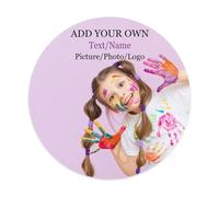 Personalised Round Placemats with Picture Photo, Custom Your Name Text Table Mats, Customised Washable Heat Resistant Dinner Place Mats for Kitchen Table Design Your Own Pet Food Mat (35X35cm)