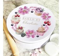 Personalised Round Wreath Berries Flowers Baked Biscuit Baking Treats Cake Tin Personalised Gift | Custom Gift | Personalized Tin | Cake, Biscuit & Treat Tins | Gift For Her | Gift For Him