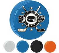 Personalised Rubber Hockey Puck,Custom Text, Number & Logo, Durable Wear-Resistant Game Puck for Ice, Roller & Street Hockey, Ideal Training, Match & Gift for Players (Blue)