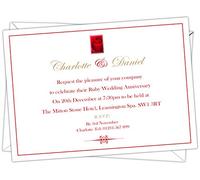 Personalised Ruby Wedding 40th Anniversary Invitations (Design Code: RWA 001) (Pack of 100)