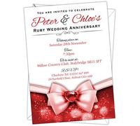 Personalised Ruby Wedding 40th Anniversary Invitations (Design Code: RWA 021) (Pack of 40)