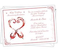 Personalised Ruby Wedding 40th Anniversary Invitations (Design Code: RWA 023) (Pack of 32)