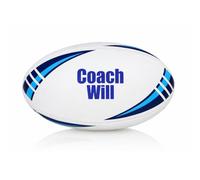 Personalised Rugby Ball Club Presentation Gift - Coach, Team & Sponsor (White & Blue)