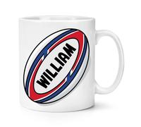 Personalised Rugby Ball Red Blue 10oz Mug Cup Custom Name