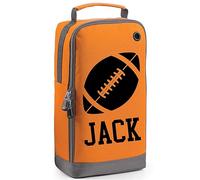 Personalised Rugby Boot Bag Shoe Bag Rugby Player Gift Shoe Sports Bag Personalised with Name Rugby Ball Design Sports Gift Orange
