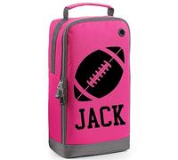 Personalised Rugby Boot Bag Shoe Bag Rugby Player Gift Shoe Sports Bag Personalised with Name Rugby Ball Design Sports Gift Pink