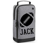 Personalised Rugby Boot Bag with Name Rugby Ball Design Sports Gift - Grey
