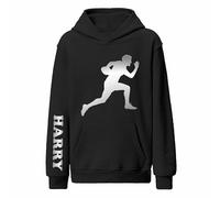Personalised Rugby Hoodie Silver - Rugby Gifts for Boys & Girls, Custom Rugby Kids Hoodie, Rugby Gift Ideas & Sportswear for Young Players - Black 9-10 Years