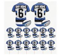 Personalised Rugby Shirt Toppers, Food Picks, Jersey Cupcake, Party Decorations, 14 Pack (BATH COLOURS)
