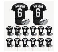 Personalised Rugby Shirt Toppers, Food Picks, Jersey Cupcake, Party Decorations, 14 Pack (NEWCASTLE COLOURS)