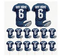 Personalised Rugby Shirt Toppers, Food Picks, Jersey Cupcake, Party Decorations, 14 Pack (SALE COLOURS)