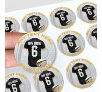 Personalised Rugby Stickers, Decorating Party Bags, Sweet Cones, Cake Boxes, Beer Bottles, Jersey Design 45mm, with Any Text, Name and Number (Dragons Colours, 24 Pack)