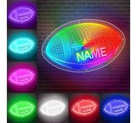 Personalised Rugby Wall Neon Light Custom Name Funny Sport Theme Led Sign Home Bedroom Decor Gift For Family Football Lover Party Birthday Xmas (style 8)
