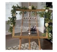 Personalised Rustic Vintage Name & Date Custom Text,Welcome to Our Wedding Wall Decal - Soon to Be Mr & Mrs Personalized Wall Decal Sticker,Personalised Wedding Stickers Labels (57x35cm)