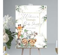 Personalised Safari Welcome Sign A3 | Custom Jungle Animal Party Poster for Baby Shower, Birthday, Christening, Baptism, Name Day | Premium 240gsm Glossy Photo Paper