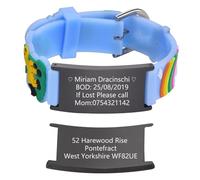 Personalised Safety ID Wristband for Kids - Customzied Soft Silicone Anti-Lost Emergency Contact or Medical Information Waterproof Cartoon Style Bracelets for Boys Girls (Blue black-unicorn)