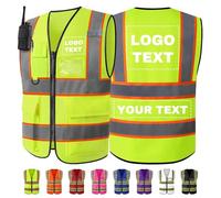 Personalised Safety Vest with Logo/Text Bulk Customised Reflective High Visibility Vest with 7 Pockets 2 Tone Workwear Vest Yellow 3X-Large