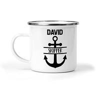 Personalised Sailing Mug Ship Mates Enamel Mugs Skipper First Mate Indoor Outdoor Boating Cup Captains Gifts Tea Coffee Boat Accessories Birthday