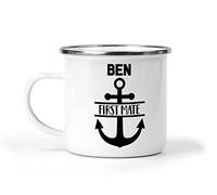 Personalised Sailing Mug Ship Mates Enamel Mugs Skipper First Mate Indoor Outdoor Boating Cup Captains Gifts Tea Coffee Boat Accessories Birthday