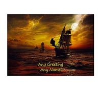 Personalised Sailing Ship Boat Greeting Card (Birthday, Christmas, Any Occasion) - Custom Card for Him or Her Male Female Family Kids Boys Girls any Age