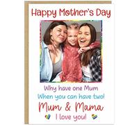 Personalised Same Gender Two Mums Mother's Day Card - Rainbow Heart Upload Own Photo & Name - Mum, Mummy, Mama Co-Mums Same Gender Gay Parents Gift (Design 5)