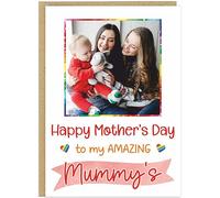 Personalised Same Gender Two Mums Mother's Day Card - Rainbow Heart Upload Own Photo & Name - Mum, Mummy, Mama Co-Mums Same Gender Gay Parents Gift (Design 6)