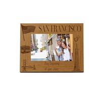 Personalised San Francisco Holiday Memory Photo Frame, Engraved Finish (Landscape, 5 x 7 Inch)