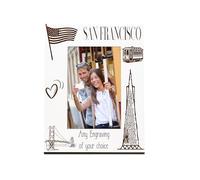 Personalised San Francisco Holiday Memory White Photo Frame Engraved (Portrait)