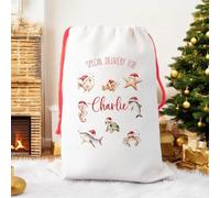 Personalised Santa Christmas Sack, Kids Christmas Sack, Gift Presents Under Tree Toy Sack, Childrens Santa gift bag Under the sea gift bag