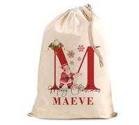 Personalised Santa Cotton Sack - Custom Christmas Large Gift Bag with Name - Festive Holiday Present Storage for Kids & Adults - XL 50x75 cm
