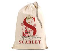 Personalised Santa Cotton Sack - Custom Christmas Large Gift Bag with Name - Festive Holiday Present Storage for Kids & Adults - XL 50x75 cm