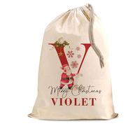 Personalised Santa Cotton Sack - Custom Christmas Large Gift Bag with Name - Festive Holiday Present Storage for Kids & Adults - XL 50x75 cm