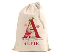 Personalised Santa Cotton Sack - Custom Christmas Large Gift Bag with Name - Festive Holiday Present Storage for Kids & Adults - XL 50x75 cm