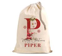 Personalised Santa Cotton Sack - Custom Christmas Large Gift Bag with Name - Festive Holiday Present Storage for Kids & Adults - XL 50x75 cm